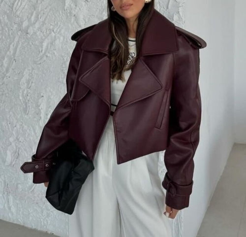 Bordeaux Bold Lederjacke