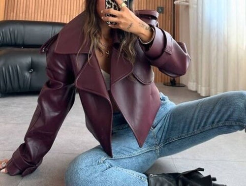 Bordeaux Bold Lederjacke